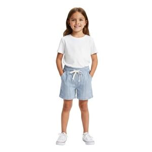 OLD NAVY Girls Shorts Size M(8) Blue White Striped Elastic Waistband Coastal